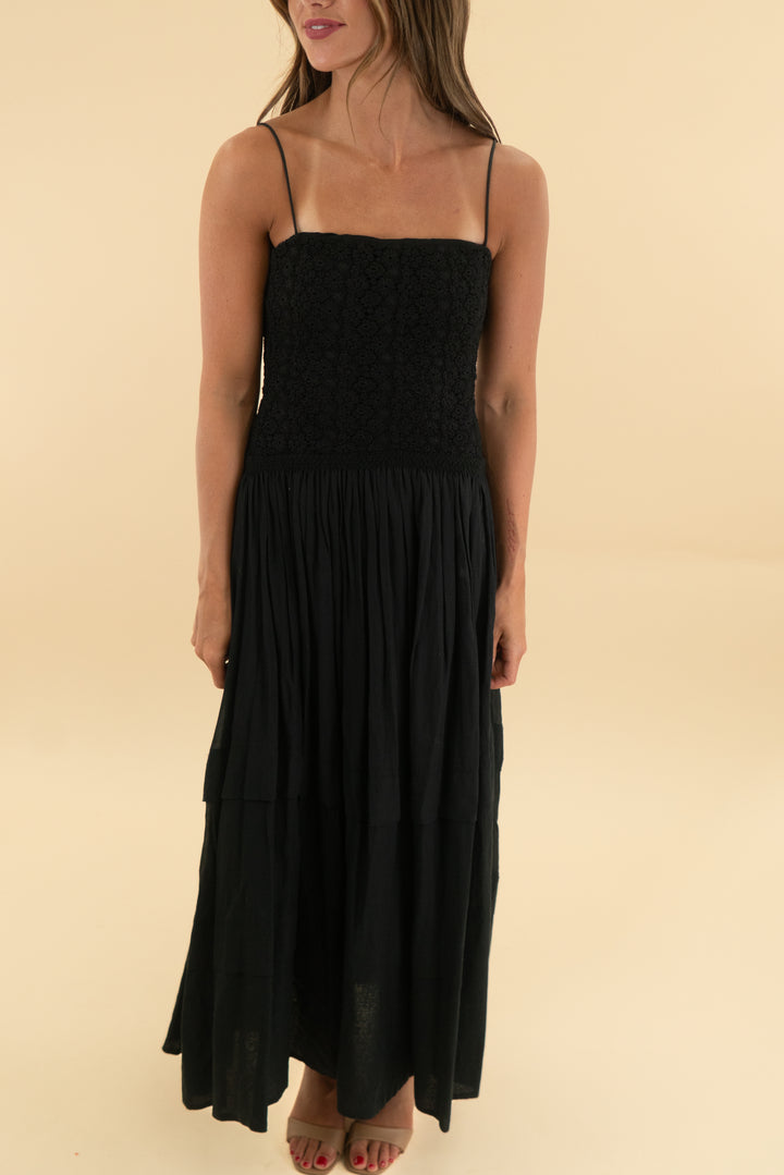 tanya taylor black crochet midi dress (0)