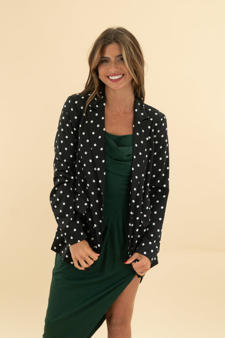 intempo black polka dot blazer nwt (xs; retail $58)