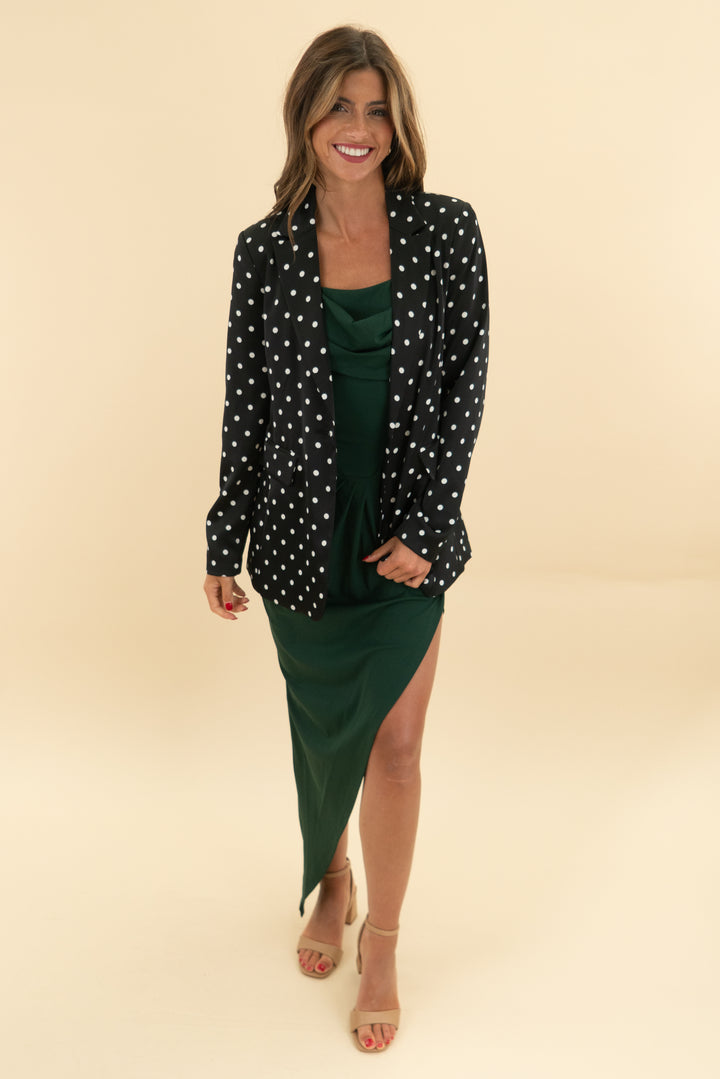 intempo black polka dot blazer nwt (xs; retail $58)