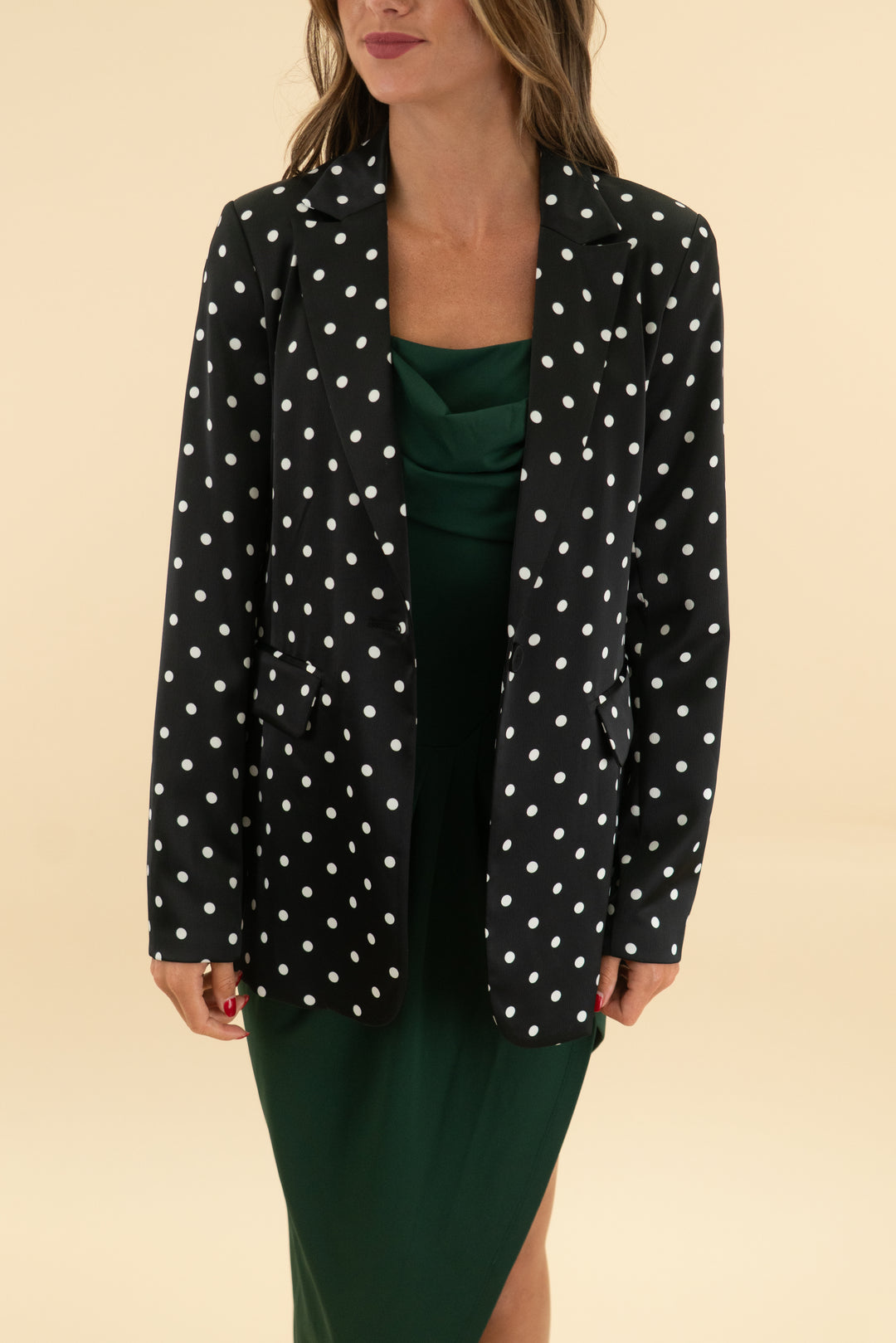 intempo black polka dot blazer nwt (xs; retail $58)