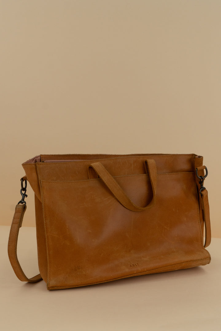able utility bag in cognac orange (os; retail $278)