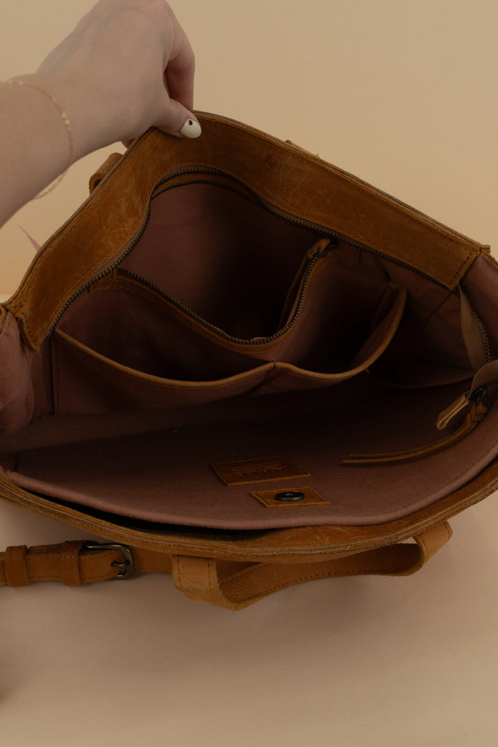 able utility bag in cognac orange (os; retail $278)