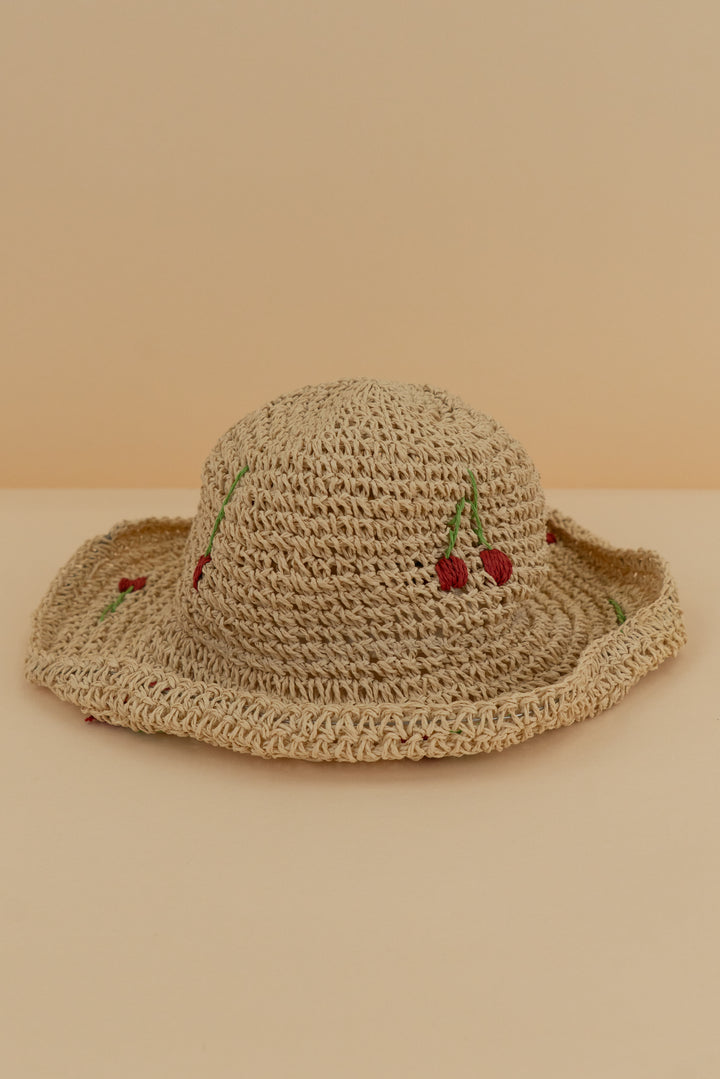 vince camuto cherry straw bucket hat (os; retail $155)