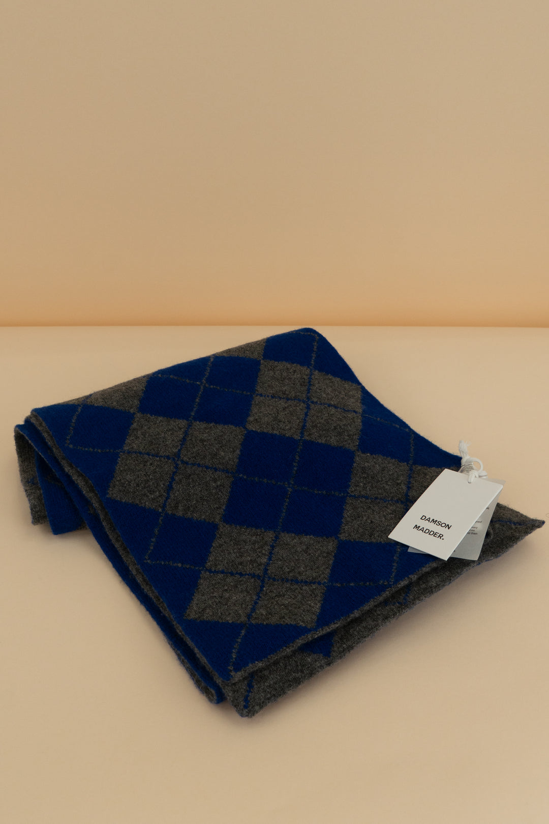 damson madder blue/grey argyle scarf nwt