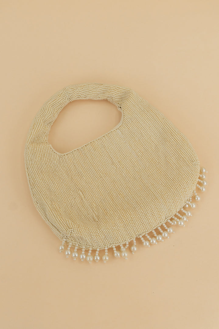 & other stories cream beaded handbag