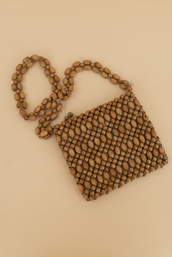 wood beaded bag