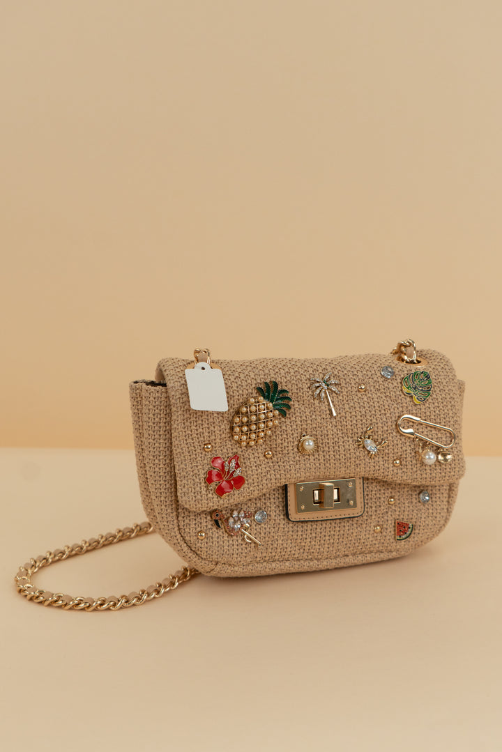 aldo tan weave vacation bag