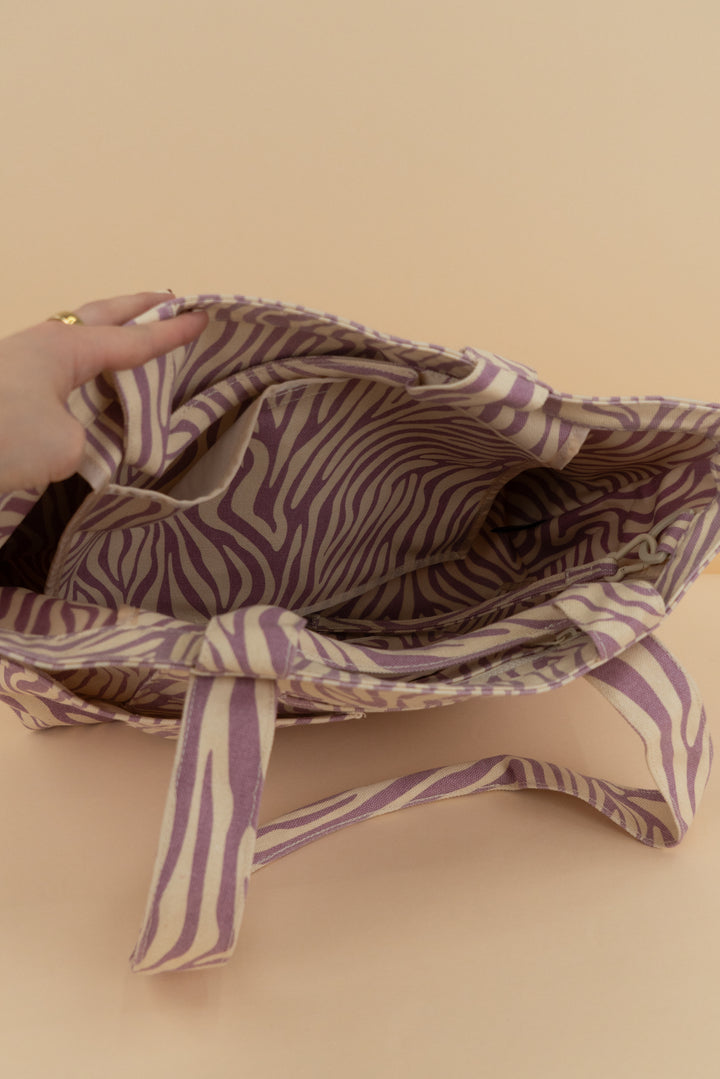 dagne dover zebra print canvas bag