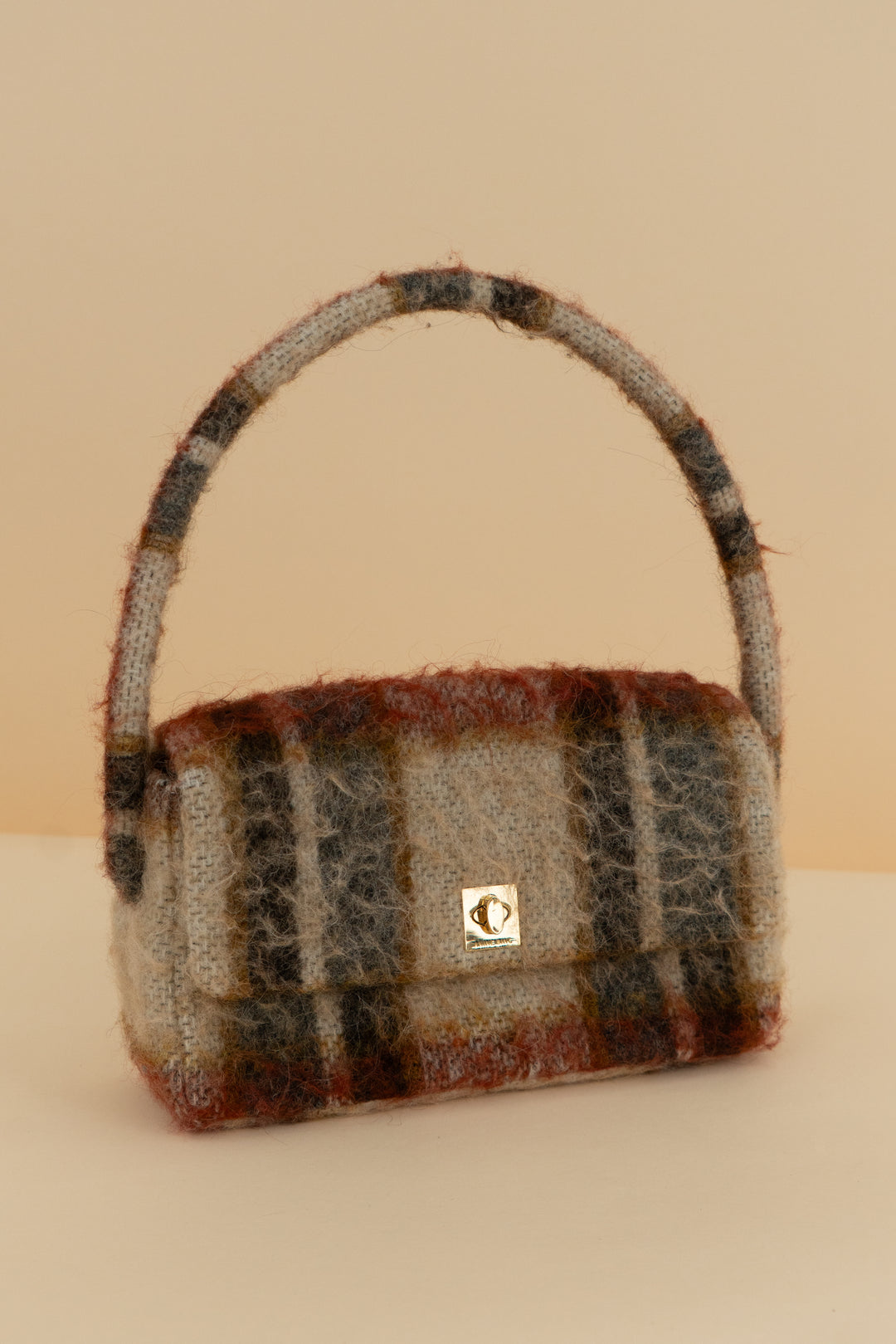 anine bing wooly plaid shoulder bag