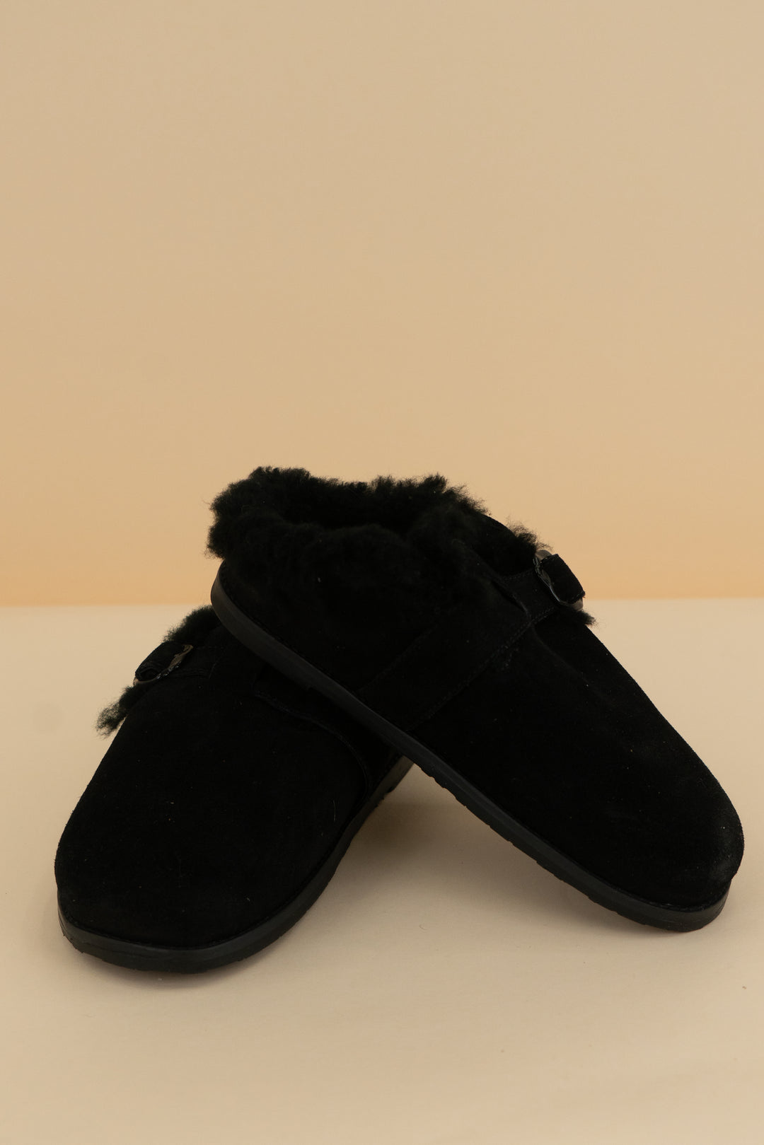 larroude black slip on suede clogs (6)