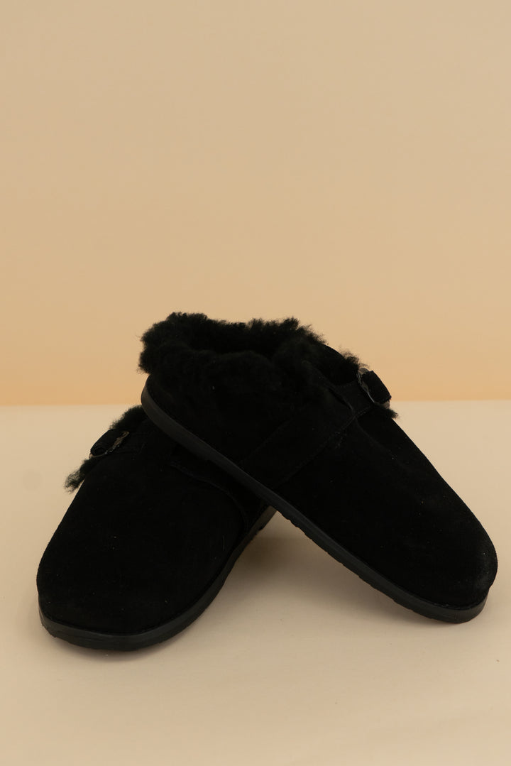 larroude black slip on suede clogs (6)