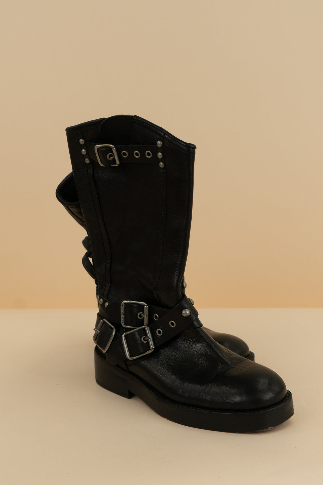we the free black buckle boots (36)
