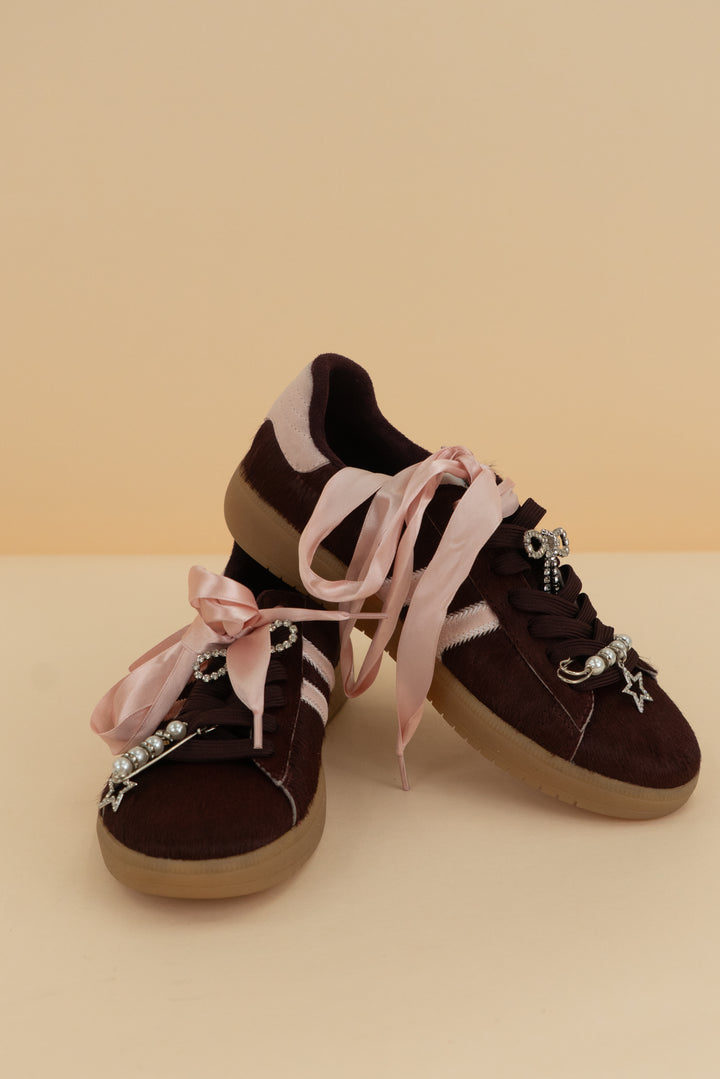 aldo brown maroon/pink bow sneakers (6)
