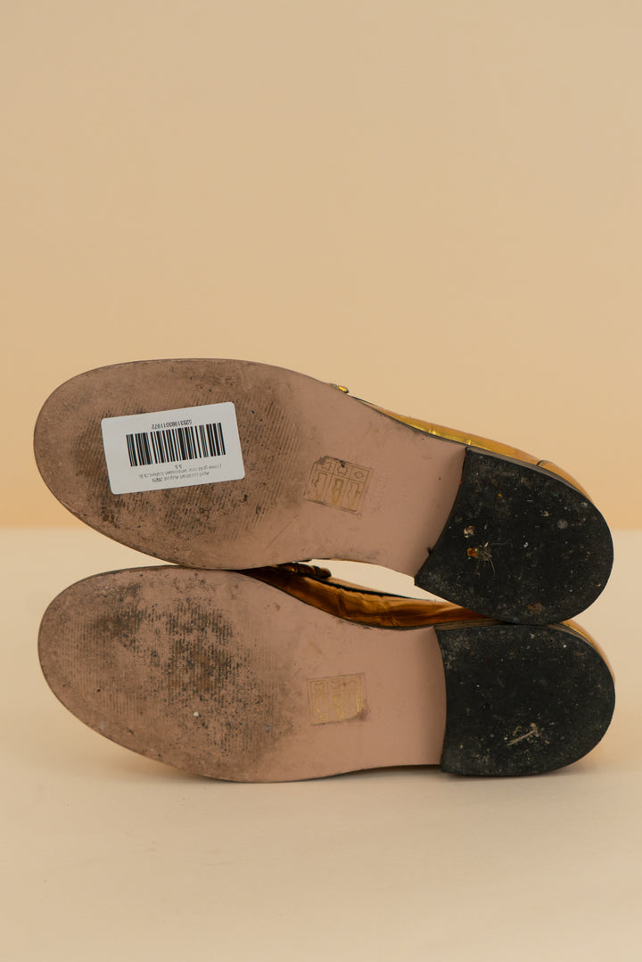 j.crew gold croc embossed loafers (5.5)