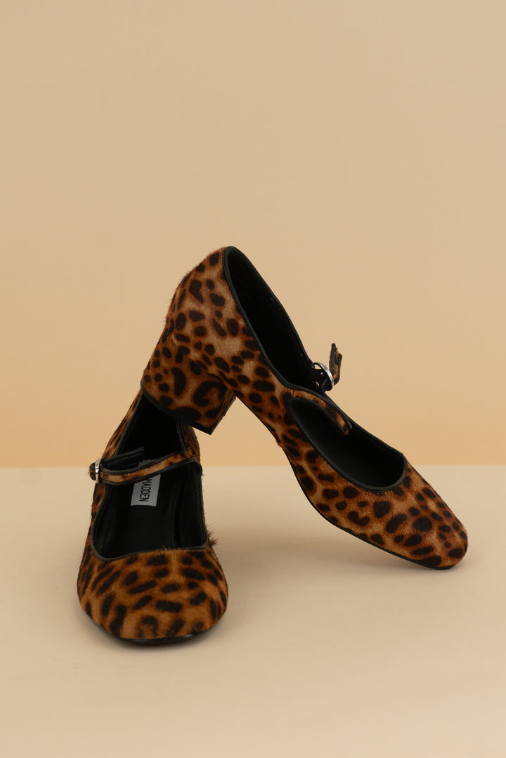 steve madden leopard mary jane block heels (5.5; retail $99.95)