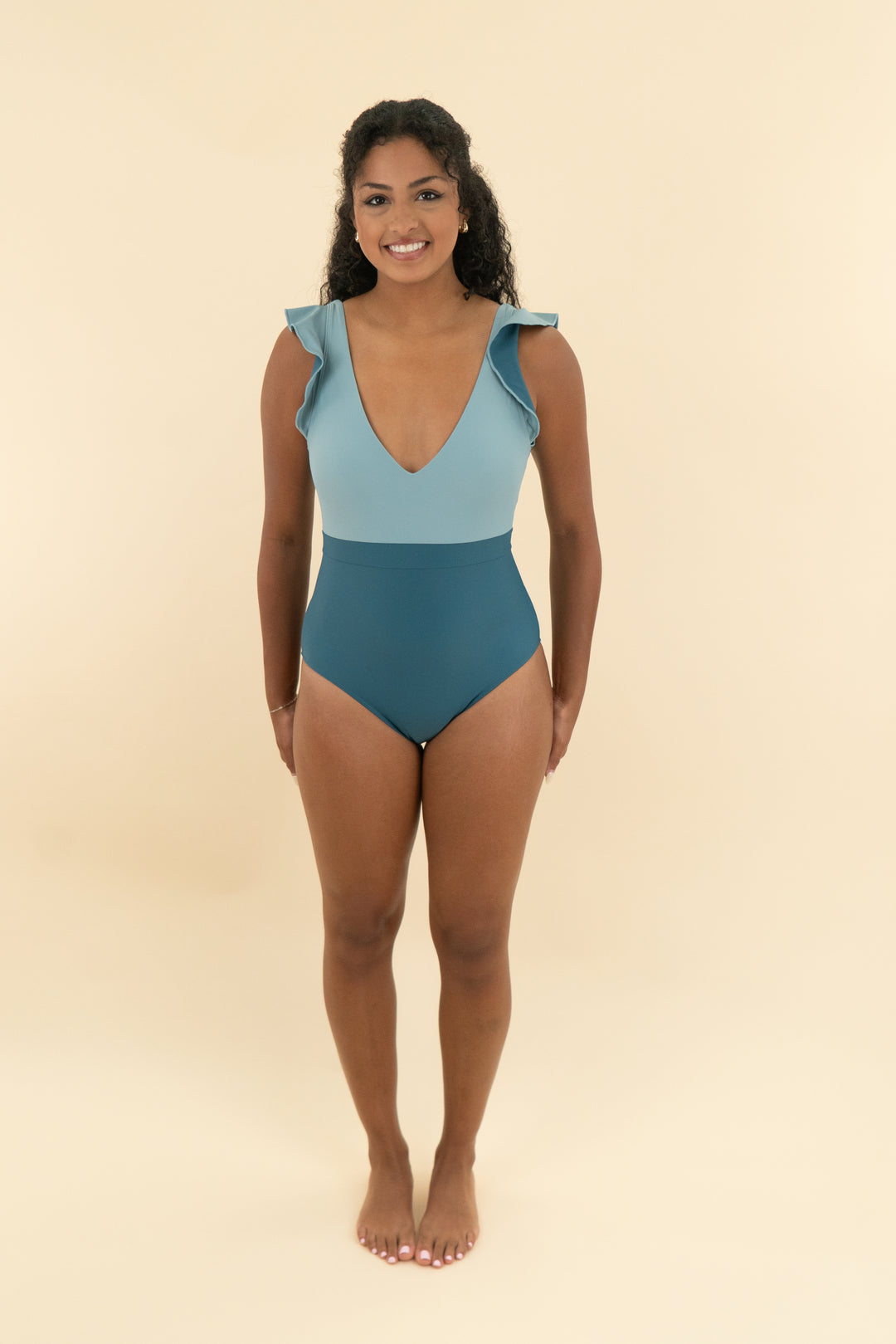 summersalt turquoise color block one piece nwt (s)