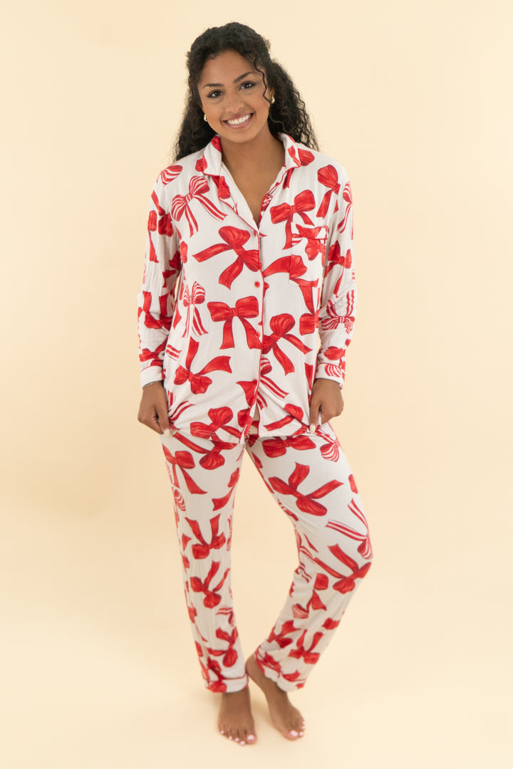 in my sundays white and red bow pajama pant set (s; retail $96)