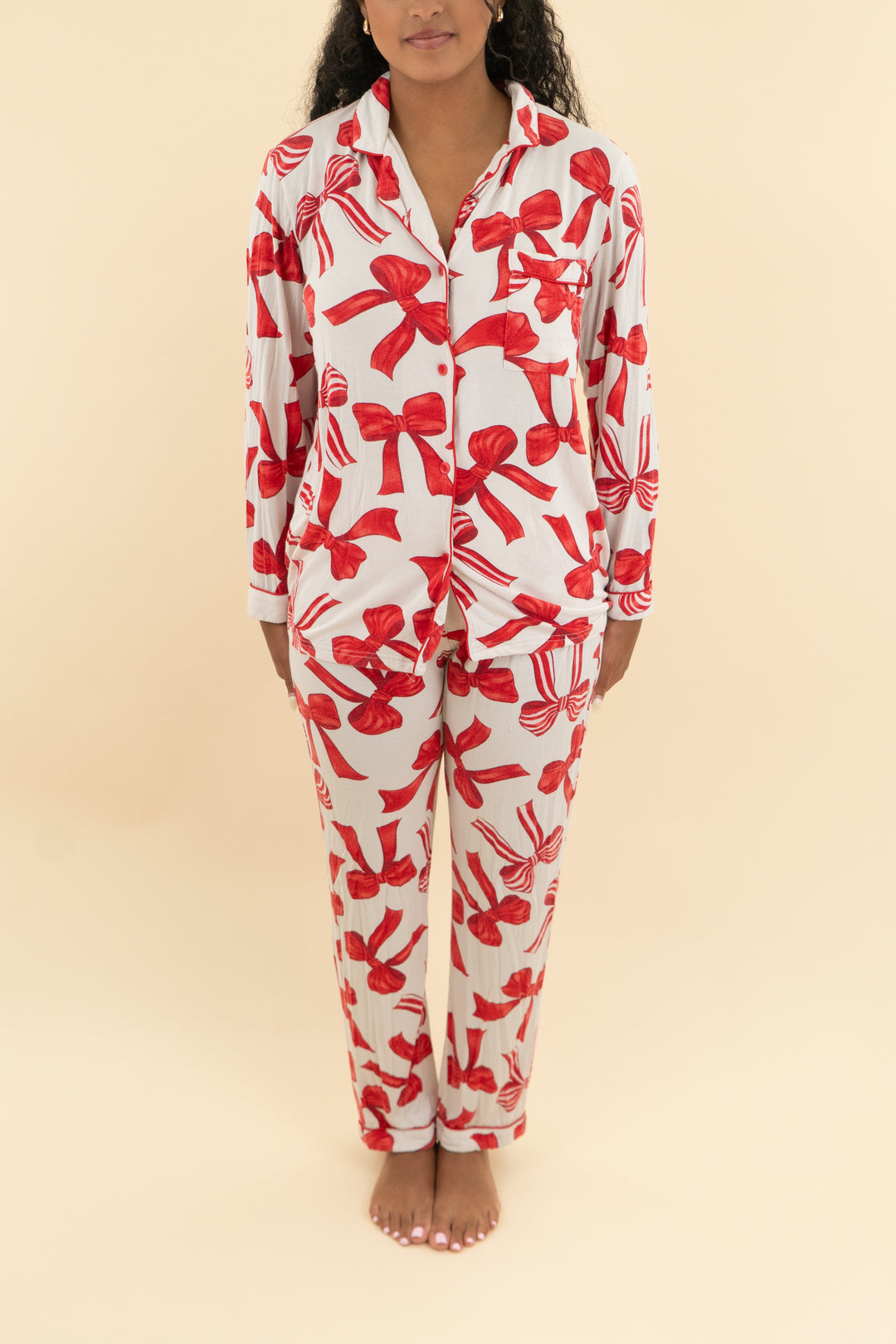 in my sundays white and red bow pajama pant set (s; retail $96)