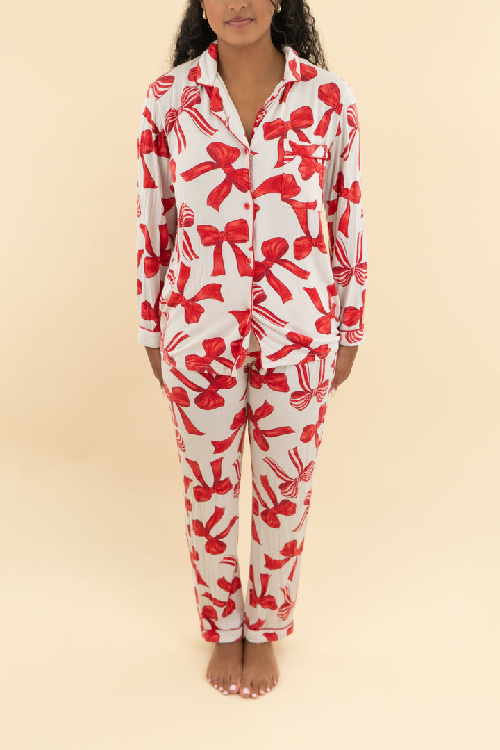 in my sundays white and red bow pajama pant set (s; retail $96)