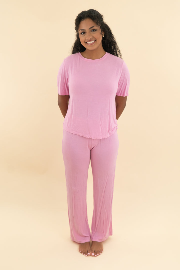*LAUNDRY* nuuds pink pant and tee set (s; retail $118)