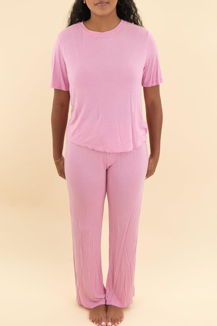 *LAUNDRY* nuuds pink pant and tee set (s; retail $118)
