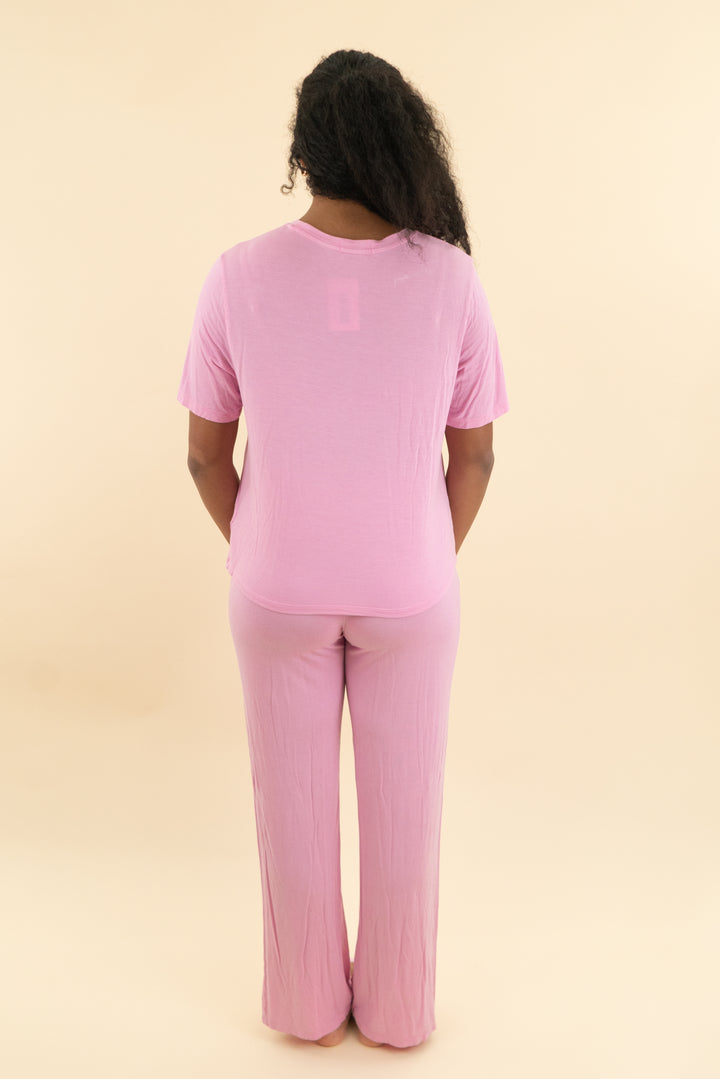 *LAUNDRY* nuuds pink pant and tee set (s; retail $118)