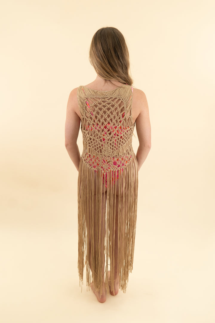mable tan fringe vest (s)