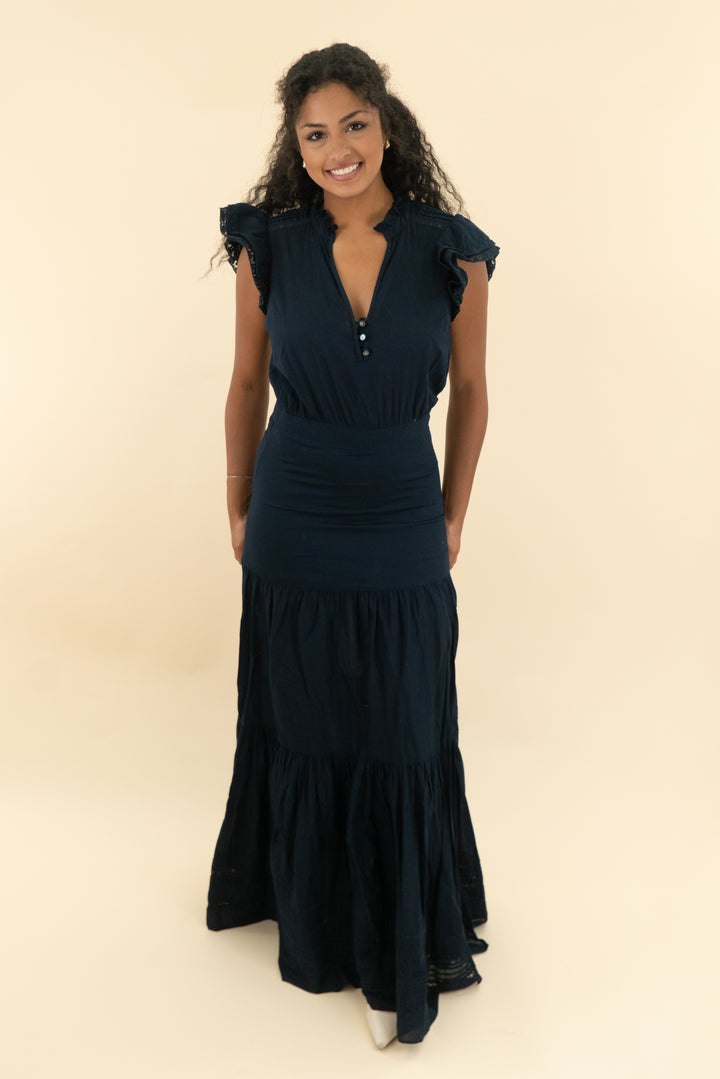veronica beard navy cotton maxi dress (6)