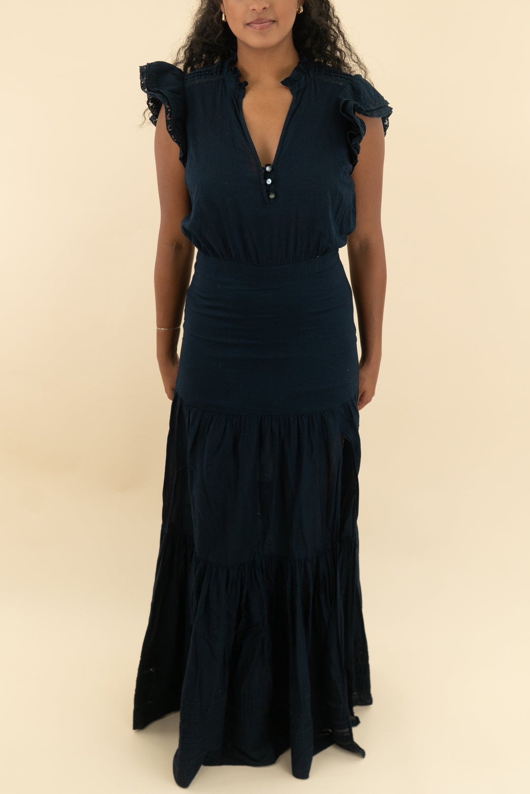 veronica beard navy cotton maxi dress (6)