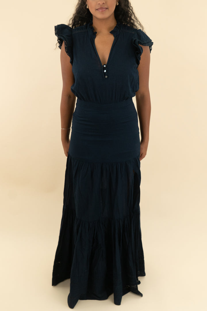 veronica beard navy cotton maxi dress (6)