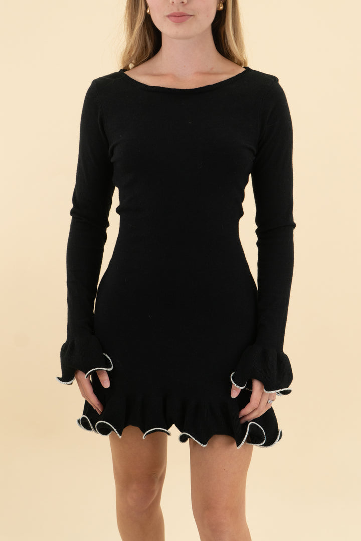 black white trim sweater dress (s)