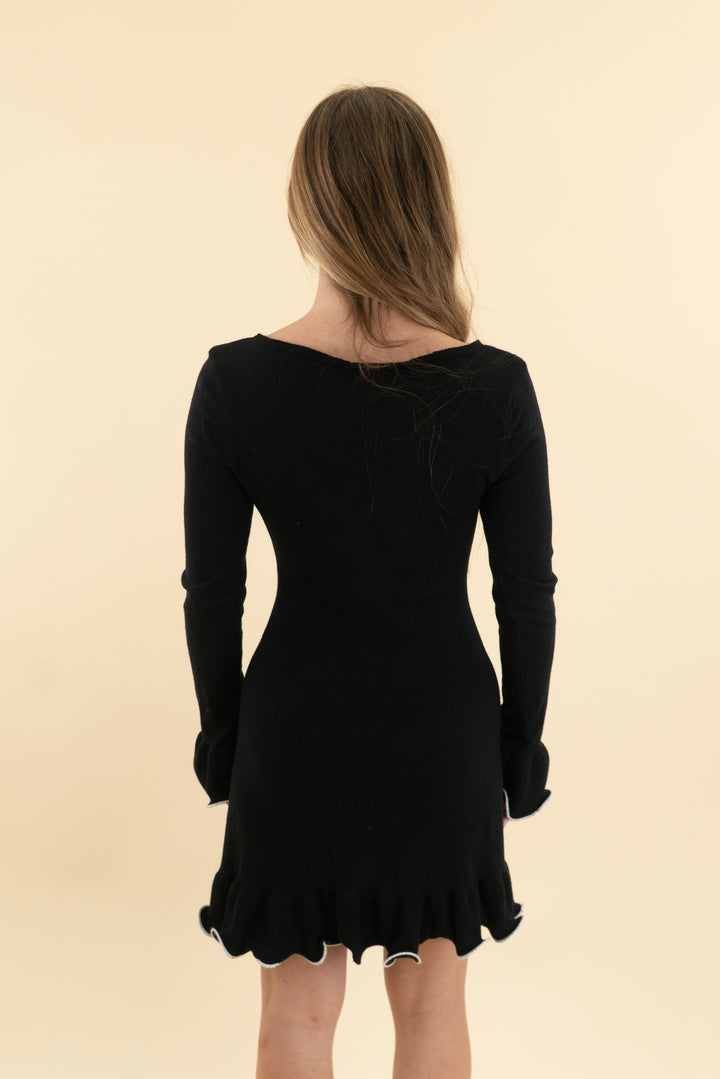 black white trim sweater dress (s)