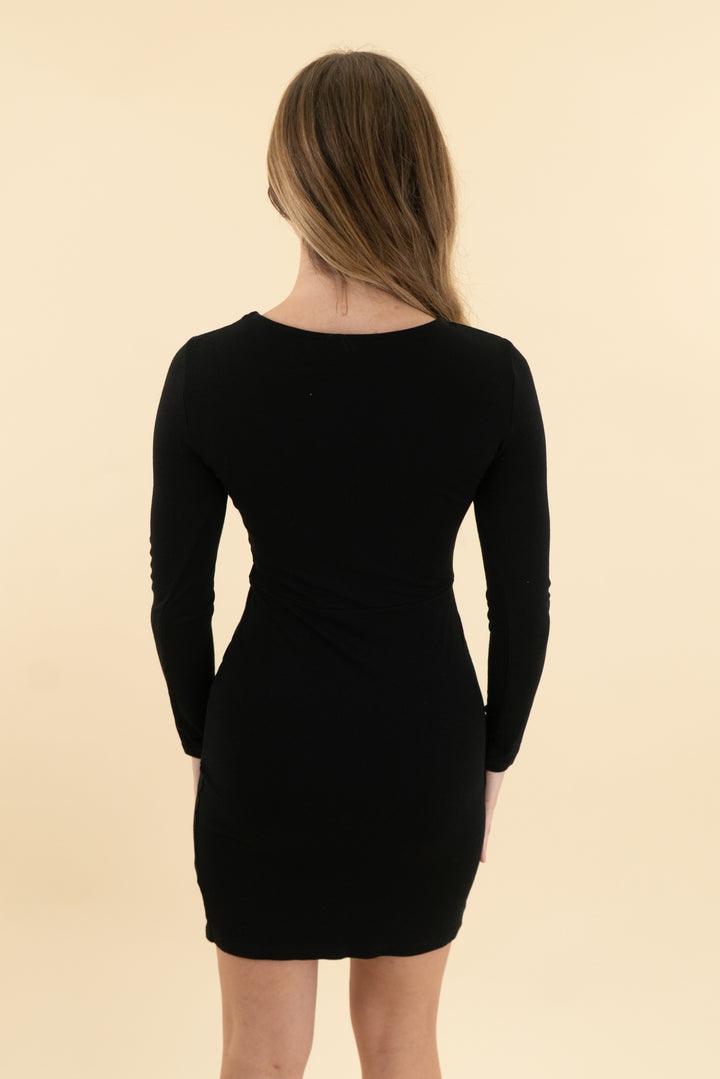 asos black long sleeve mini dress (4)