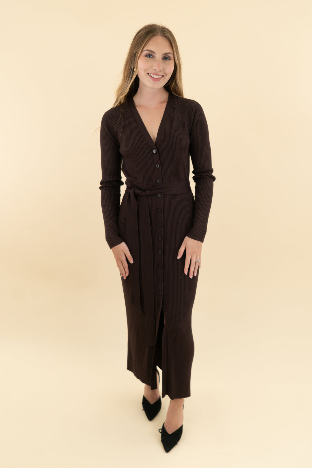 abercrombie & fitch brown sweater button midi dress nwt (xs: retail $110)