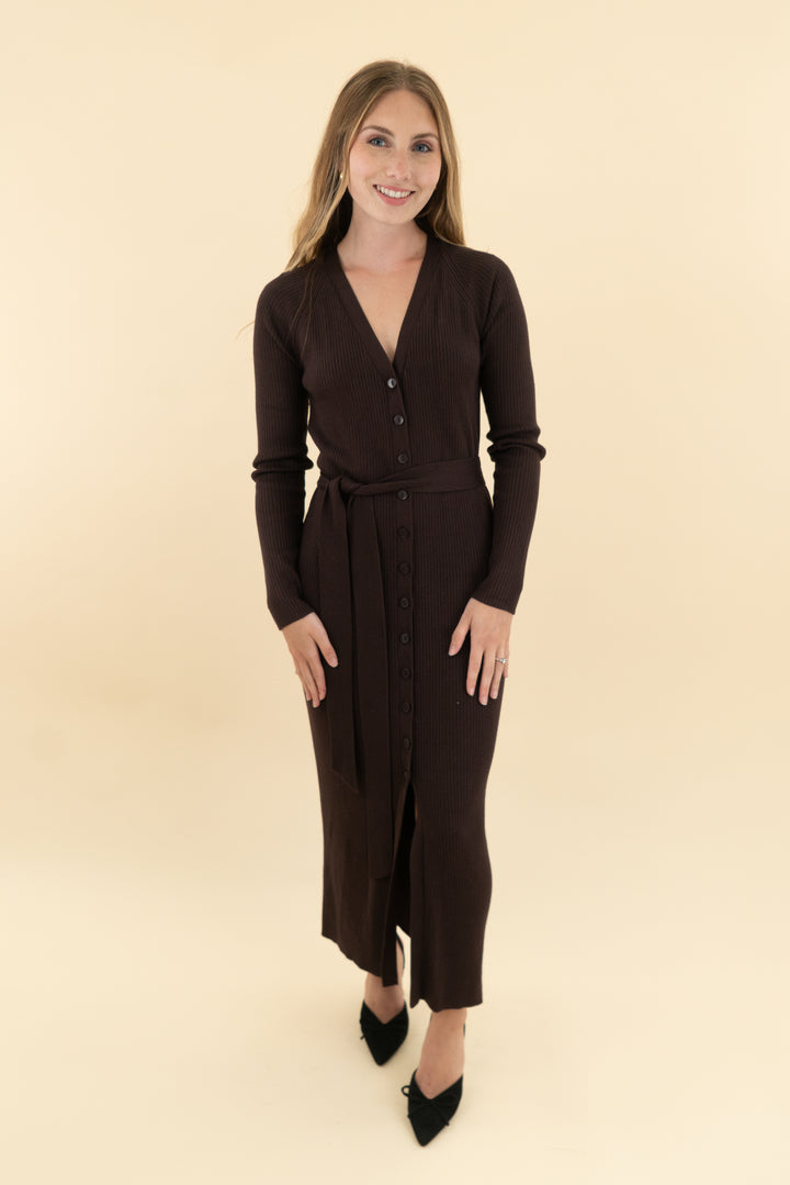 abercrombie & fitch brown sweater button midi dress nwt (xs: retail $110)
