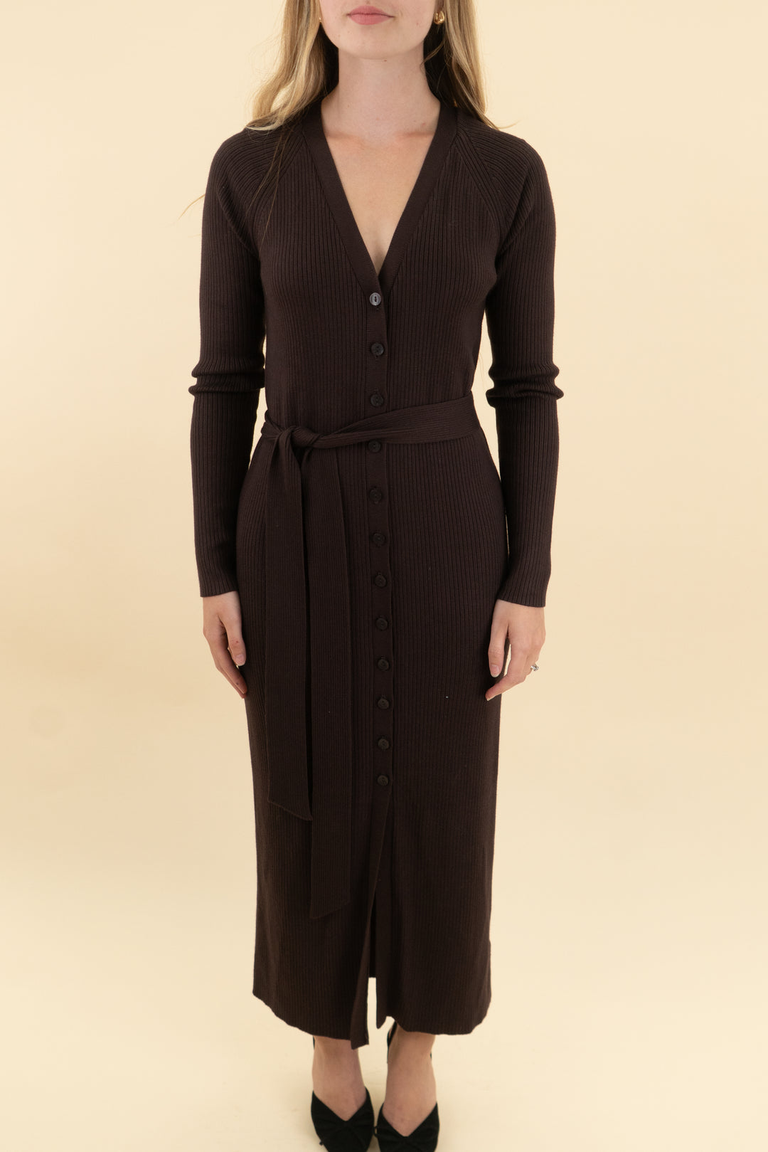 abercrombie & fitch brown sweater button midi dress nwt (xs: retail $110)
