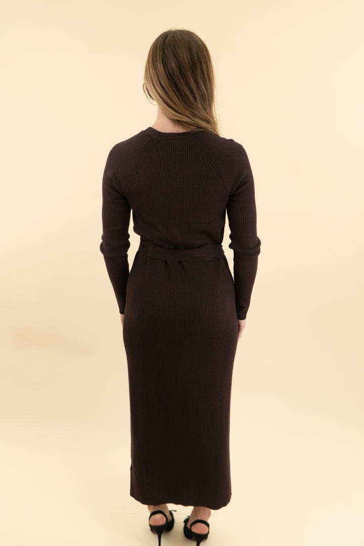abercrombie & fitch brown sweater button midi dress nwt (xs: retail $110)