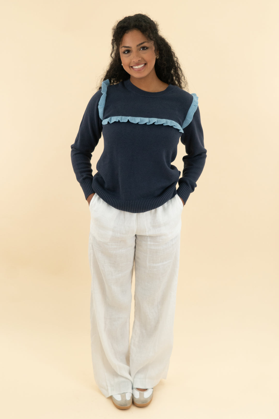cou white linen pants (l)