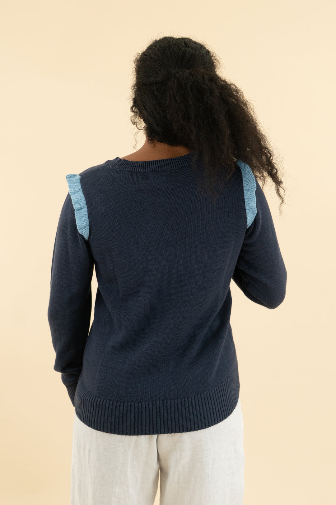 summersalt navy ruffle sweater NWT (s)