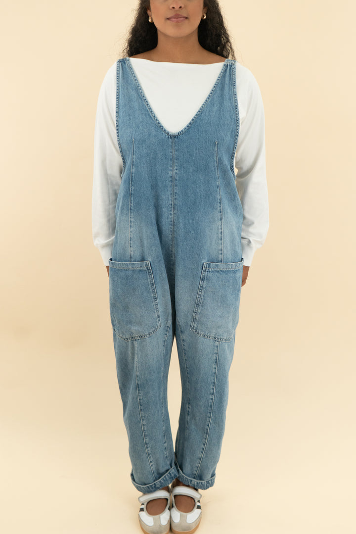 we the free denim barrel overall (m)