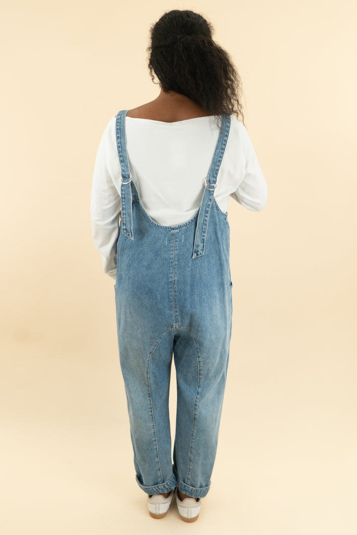 we the free denim barrel overall (m)