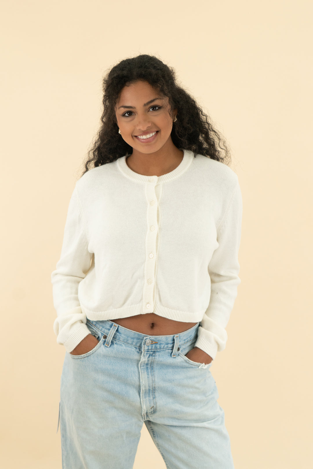 wilfred cream crop cardigan (m)