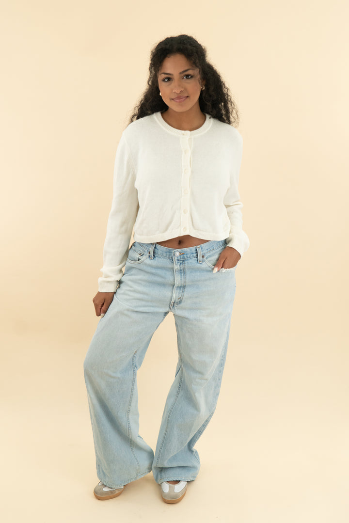wilfred cream crop cardigan (m)