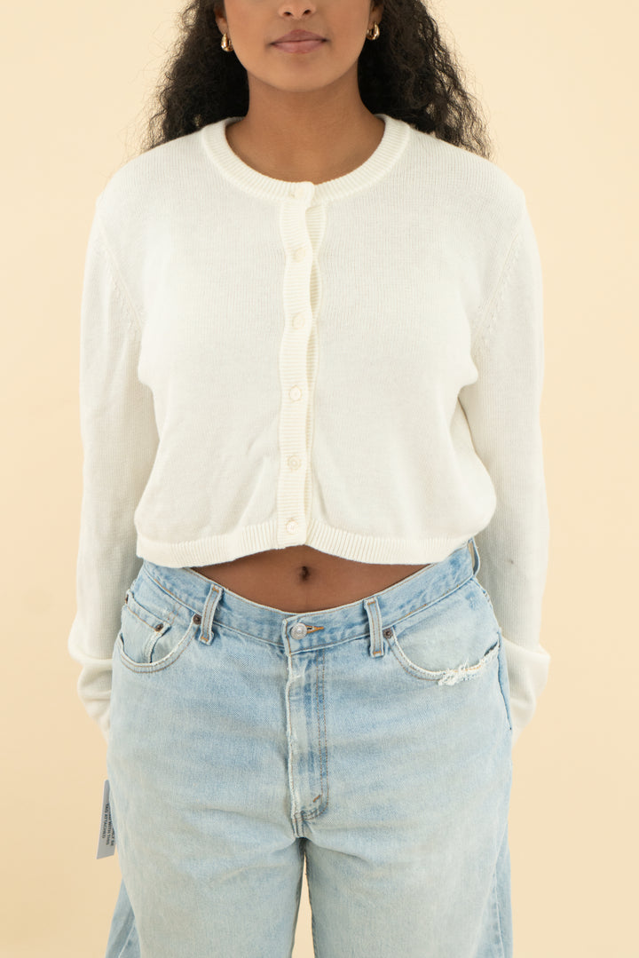 wilfred cream crop cardigan (m)