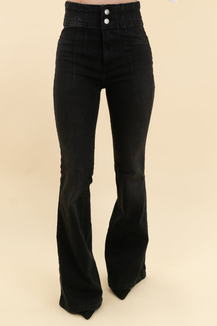 we the free black jayde high rise flare jeans (25 & 26)