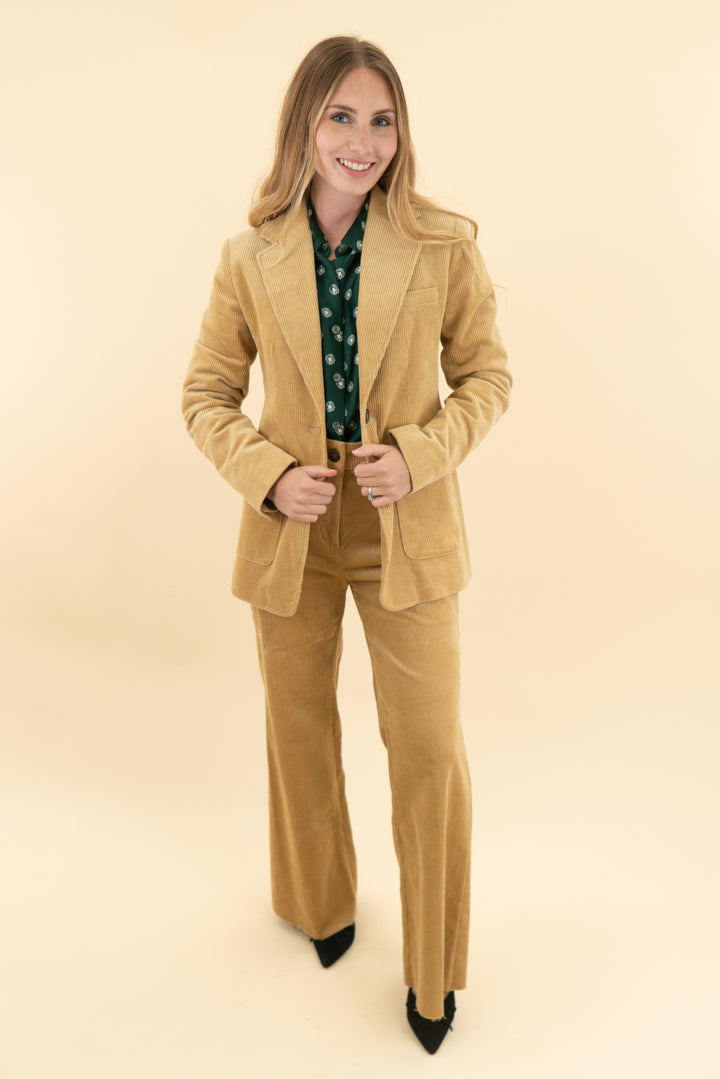 loft tan corduroy blazer and pants set (0)