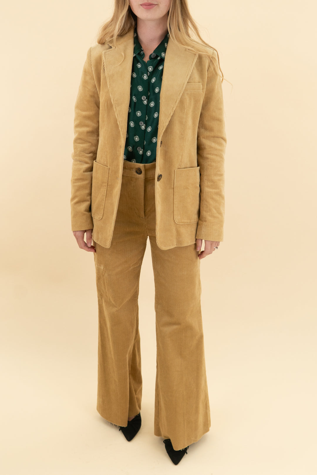 loft tan corduroy blazer and pants set (0)