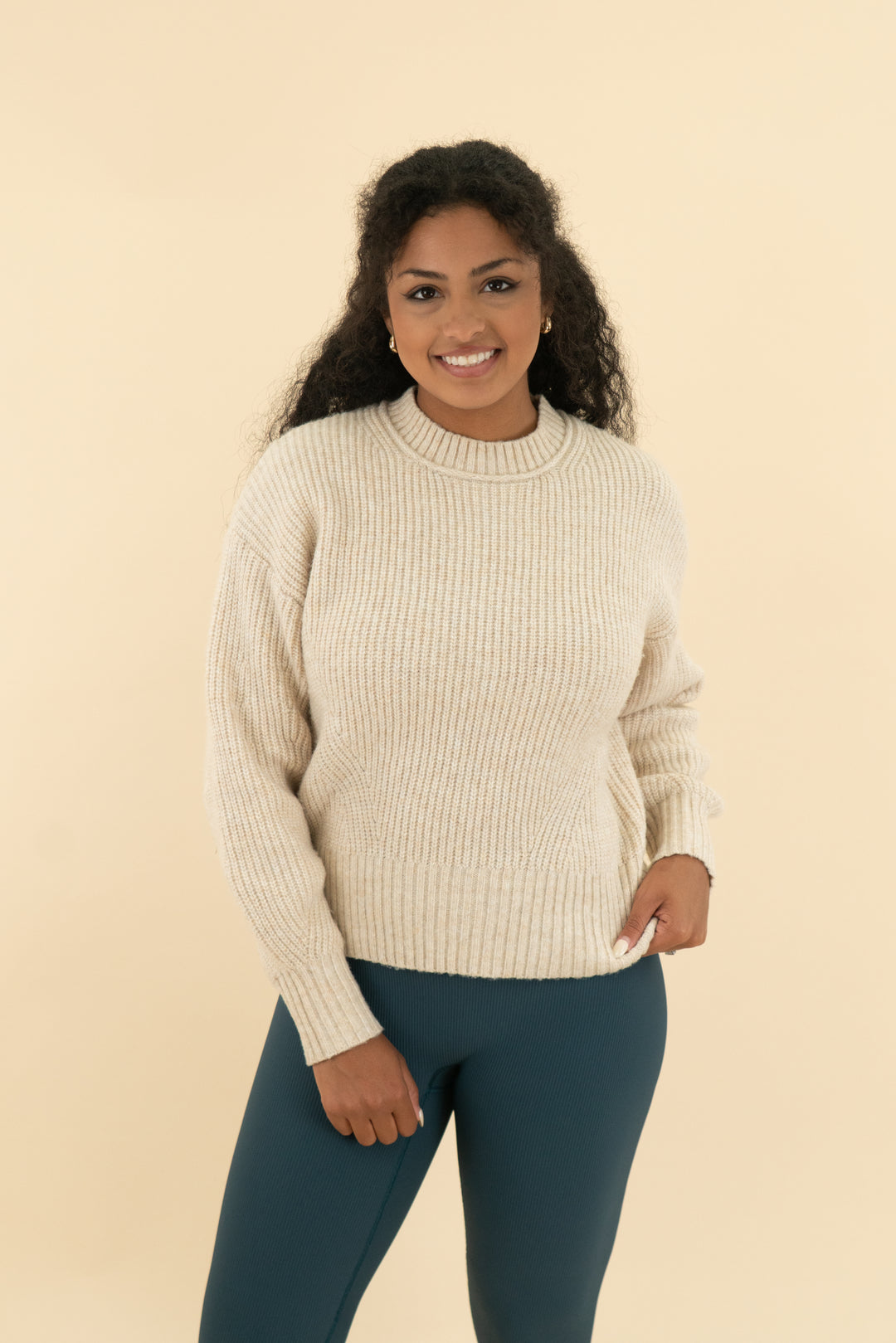 time & tru cream knit sweater (s; retail $40.98)