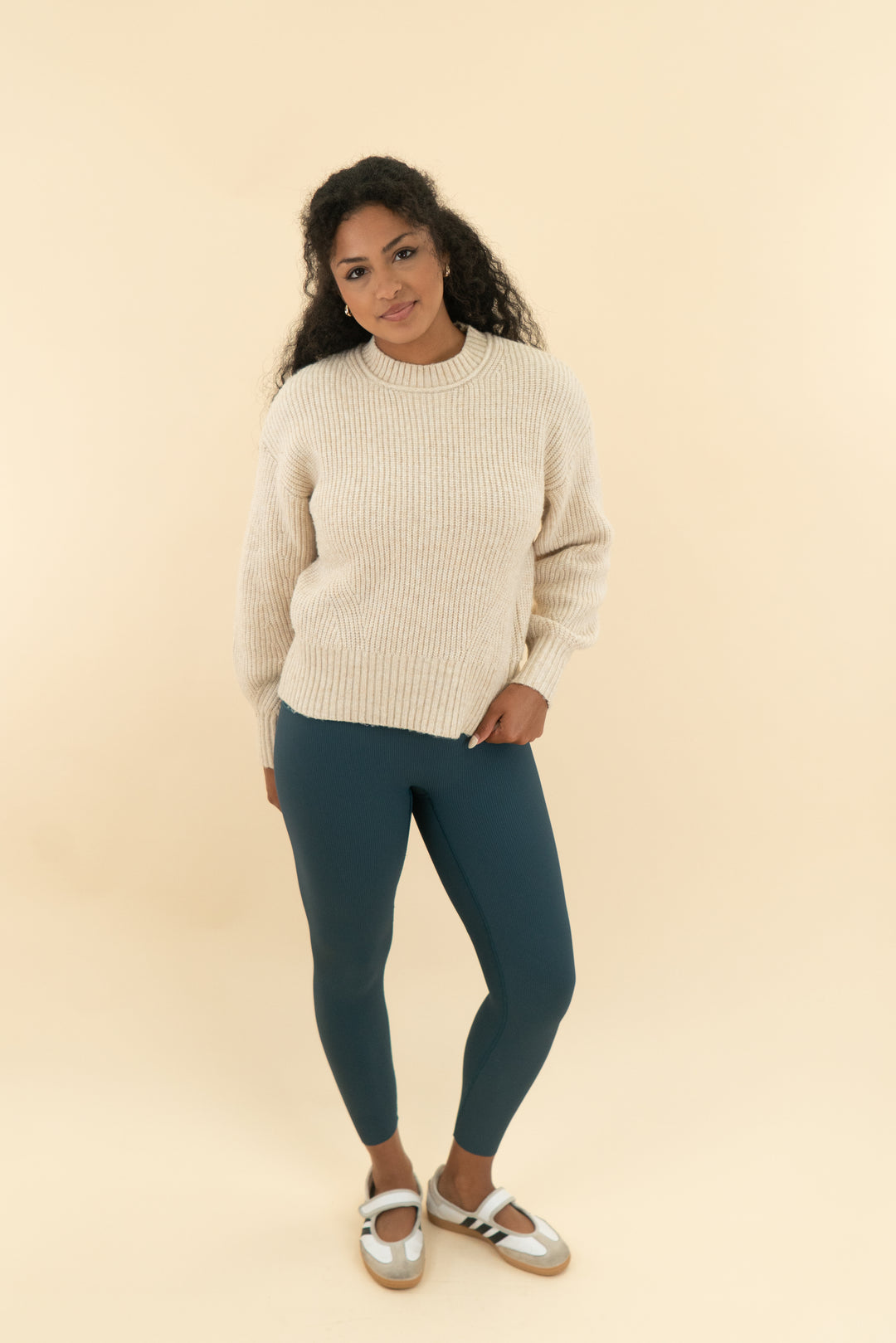 time & tru cream knit sweater (s; retail $40.98)