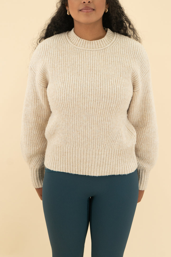time & tru cream knit sweater (s; retail $40.98)